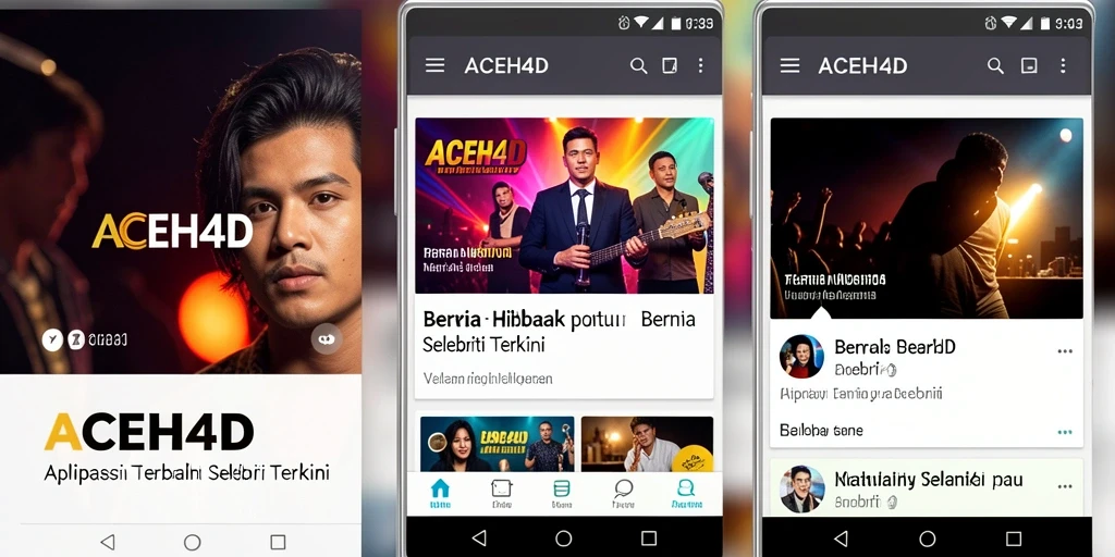 Antarmuka aplikasi ACEH4D menampilkan berita selebriti secara menarik.