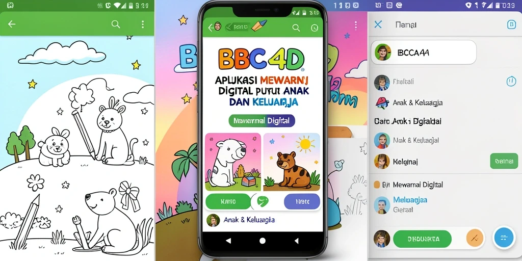 Tampilan antarmuka BBCA4D yang ramah anak dengan pilihan gambar mewarnai.