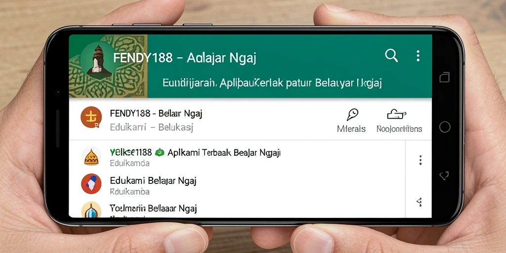 Antarmuka aplikasi FENDY188 dengan fitur Belajar Ngaji yang interaktif.