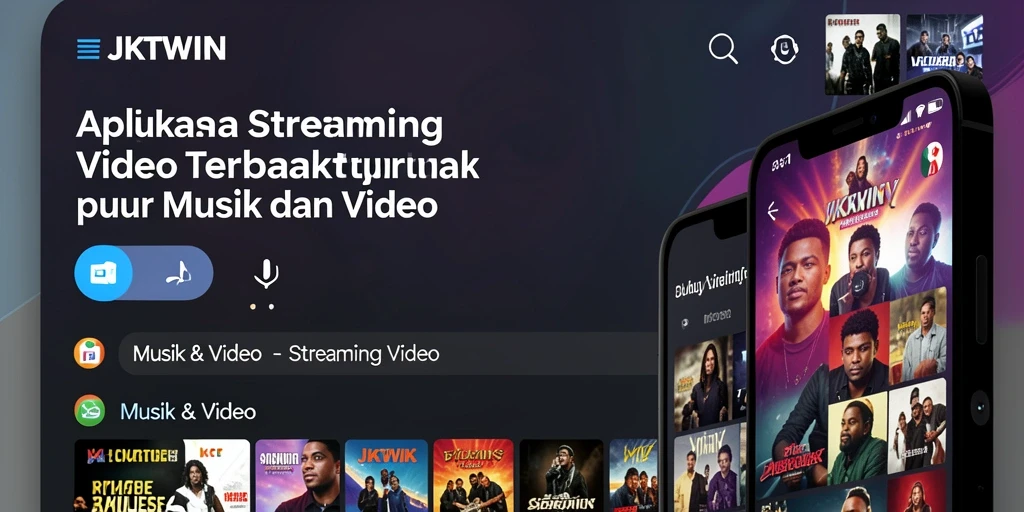 Antarmuka aplikasi JKTWIN yang menarik untuk streaming video.