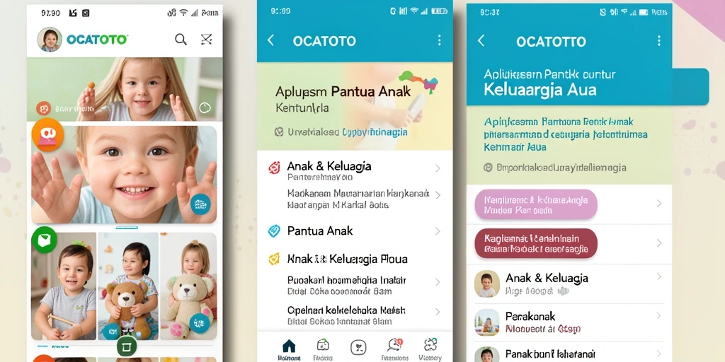 Tampilan antarmuka OCATOTO yang intuitif dan fitur pemantauan anak.