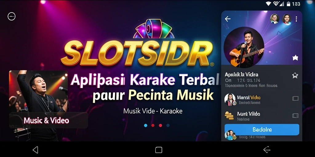 Antarmuka aplikasi SLOTSIDR yang menampilkan pilihan lagu karaoke dan fitur interaktif.