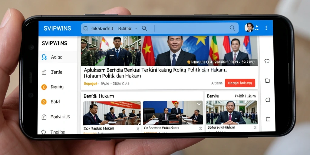 Antarmuka pengguna SVIPWINS dengan tampilan berita terkini dan fitur diskusi.