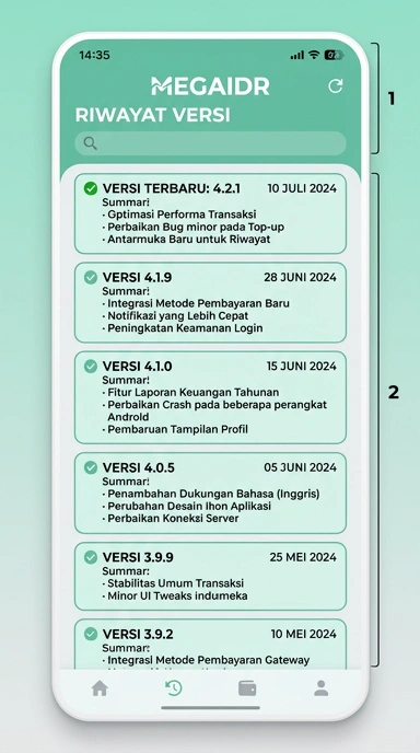 Riwayat Versi Megaidr untuk Pengguna Android